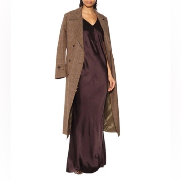 Helmut Lang Womens Silk-Trim Maxi Slip Dress, Brown size 2 - Picture 1 of 10
